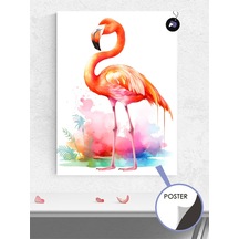 Renkli Flamingo Hayvan Poster - Afiş - Dekoratif Duvar Posteri