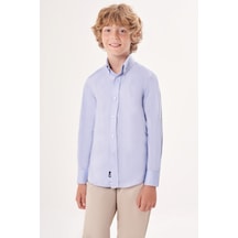 Bisse Regular Fit Yaka Düğmeli Mavi Çocuk Gömlek Gm23y231162 D35 Mavi