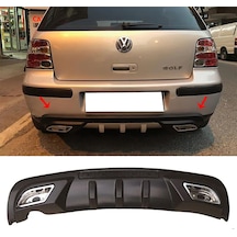 Vw Golf Mk4 Uyumlu Difüzör Difizör Siyah + Kare Egzoz Görünüm C Tip 1997-2003