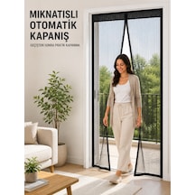 Siyah File Mıknatıslı Kapı Sinekliği Evcil Hayvan Geçişine Uygun Pratik Tasarım - Lisinya
