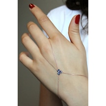 Renkli Taşlı Üç Yapraklı Yonca Motifli Gümüş Şahmeran - B062201 Rose Gold