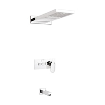 Ankastre Duş Seti 550x220 Mm Şelale&yağmur Panel 3 Yönlü Butonlu Sus 304 Paslanmaz Pirinç Krom Kap