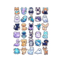 30 Adet Chibi Hayvanlar Sticker Seti - Laptop Defter Ve Ajanda İçin Paket Çok Renkli