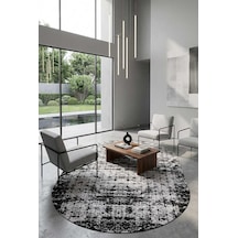 Parlak Saten Dokulu Poem Bambu Tuşe Modern Trend Oval Halı Pm06 Siyah Siyah-antrasit