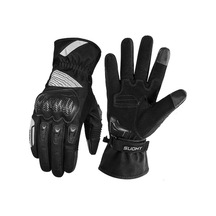 Kış Motosiklet Eldiveni - Su Geçirmez Isı Sağlar Dokunmatik Ekran Uyumlu Uzun Tip Güvenli Sürüş Malzemesi Siyah L