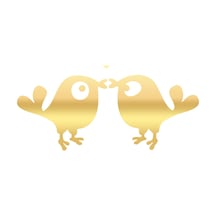 Sevimli Kuşlar Araba Sticker 17x17 Cm Gold