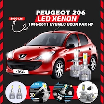 Peugeot 206 1996-2011 Uzun Far Uyumlu Şimşek Etkili Led Xenon Performance Series H7