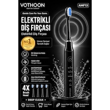 Şarjlı Diş Fırçası 15000 Vpm Titreşim Gücü, 500mah Batarya, 5 Temizlik Modu Siyah