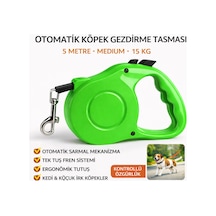 Karamel Pet Otomatik Köpek Gezdirme Tasması Medium 5 Metre 15 Kg Yeşil Çok Renkli
