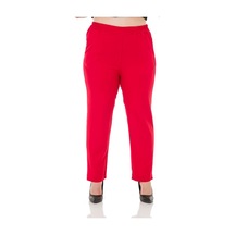 Disentis Büyük Beden Beli Yan Ve Arkadan Lastikli Cepli Kırmızı Pantolon