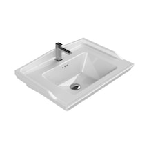 Etajerli Turkuaz Seramik Lavabo 65x48 Cm Modern Kullanım 508 Yeşil