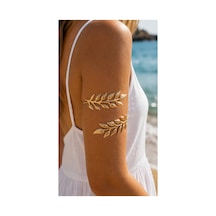 Luleaf Gold Yıldız Figürlü Altın Renkli Kol Takısı Üst Kol Bileziği Bohem Spiral Kolluk Gold Pazu Takısı Koyu Yeşil