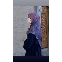 Qalortex Scarf Pamuklu Soft Âlâ Desen Eşarp-morcivert Morcivent