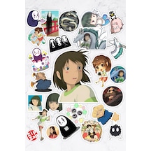 Spirited Away Ruhların Kaçışı Anime Telefon Laptop Yapışkanlı Folyo Sticker Paketi 24 Adet Çok Renkli