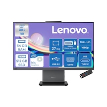 Lenovo ThinkCentre Neo 50a 27 Gen5 12SAA05QTRF27 Core 5 210H 64 GB 512 GB SSD 27" Free Dos AIO Masaüstü Bilgisayar