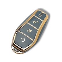 Byd Atto 3 Dolphin Seal Uyumlu Anahtar Kumanda Koruma Kılıfı Antrasit Gold Çerçeveli Lüks Sert Kasa Koruyucu