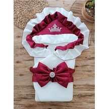 S.kahve Kız Erkek Bebek Battaniyesi Kundağı %100 Pamuklu Doğal Organik Uyku Hastane Çıkısı Yenidoğan Bordo