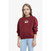 About Blank Defacto Relax Fit Bisiklet Yaka Baskılı İçi Yumuşak Tüylü Sweatshirt Kız Çocuk E6779a825wn Acı Kahverengi