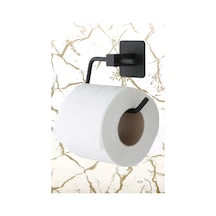 Modern Yapışkanlı Wc Tuvalet Kağıt Tutucusu Kare Siyah Paslanmaz Tutucu