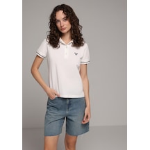 Colin's Colins Regular Fit Polo Yaka Nakışlı Kadın Beyaz Kısa Kol Tişört Cl1080075 Q1.v2 Ofw