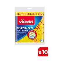 Vileda 10 Paket 8'li 30% Mikrofiberli Mutfak Bezi Sarı