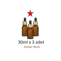 Damlalık, 3 Adet 30ml Damlalıklı Cam Amber Renk Şişe, Metal Gold