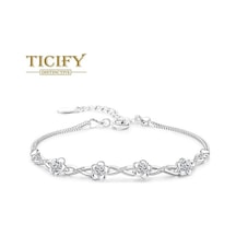 Novahub Beyaz Yeni Zirkon Çiçek Bileklik Moda Basit Bileklik Beyaz Beyaz