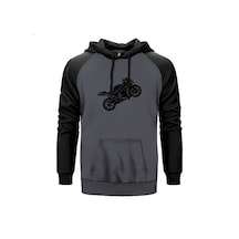 Motosiklet Siluet Gri Renk Reglan Kol Sweatshirt Gri