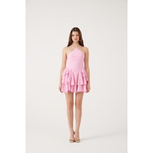 Holly Lolly Fırfırlı Halter Yaka Mini Keira Elbise Pembe