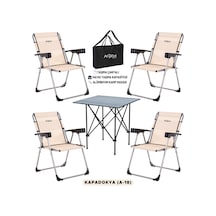 4 Adet Katlanır Kamp Sandalyesi Ve Alüminyum Masa Seti - Rock Dark - Kapadokya - Taşıma Çantalı Çok Renkli