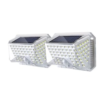 Güneş Enerjili 2 Adet Duvar Lambası, 90 Led Işık Kaynağı, 130 Lümen, Gündüz-köşe Modu, 8.5m Algılama Mesafesi, 120 Derece Açı, Hediye Kutusu