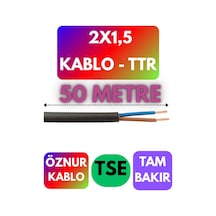 Öznur 2x1,5 Ttr Kablo Siyah Metre Seçenekli - 50 Metre
