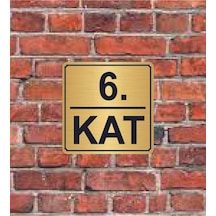 6. Kat Yazılı Metal Yönlendirme Levhası 15x15 Cm Altın