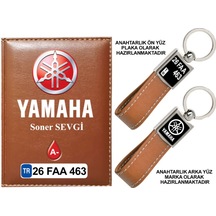 Plakanıza Özel Yamaha Logolu Taba Ruhsat Kabı Ve Anahtarlık