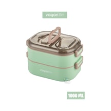 Vagonlife 1 L İki Kat Üç Bölme Paslanmaz Çelik Bento Lunch Box Sos Kaseli Mode