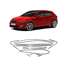 Seat Leon 12 Parça Paslanmaz Krom Cam Çerçeve Çıtası Seti 486136