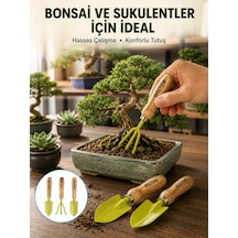Saksı Bitkileri İçin Bahçe El Aleti Seti Ergonomik Ahşap Saplı