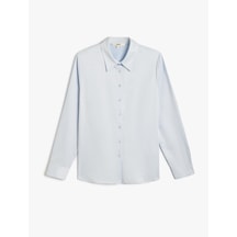 Koton Klasik Poplin Gömlek Uzun Kollu Regular Fit Açık İndigo 5wak60013uw İndigo