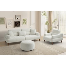 Neo Ahşap Ayaklı Beyaz Berjer Beyaz