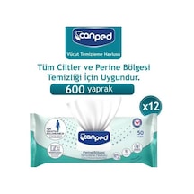Canped Perine Ve Vücut Temizleme Havlusu, 600 Adet, 12 Paket