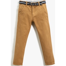 Koton Kumaş Pantolon Slim Fit Kemerli Cepli Beli Ayarlanabilir Lastikli Beli Ayarlanabilir Lastikli Deve Tüyü 3skb40009tw 3SKB40009TW120 Taba