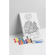 Ev Desenli Mandala Tuval Boyama Seti 40x50 Cm