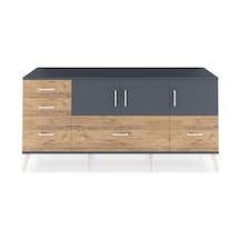 Hyperion Konsol 2 Raflı 5 Çekmeceli 3 Kapaklı 176x44x83 Antrasit-antrasit/çam Antrasit/çam