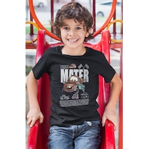 Sevbano Lightning Mcqueen Tow Mater Şimşek Arabalar Baskılı Unisex Çizgi Siyah