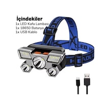 5led Dahili Pil Usb Sarj Edilebilir Kafa Feneri Lambasi Gümüş