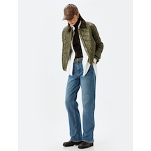 Koton Normal Bel Cepli Düğmeli Pamuklu Mom Fit Kot Pantolon Orta İndigo 5wal40050md İndigo