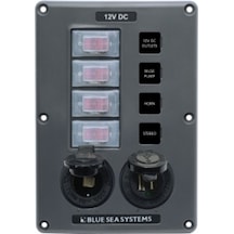 Blue Sea Systems Suya Dayanıklı Sigorta Paneli 4 'Lü Çakmak Ve U