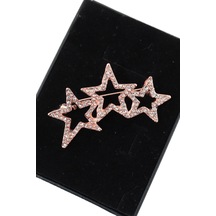 Dilek Kılavuzu Üç Yıldızın Işıltılı Yolu Rose Gold Broş Taşlı Yıldızlı Erkek Kadın Yaka İğnesi Çok renkli