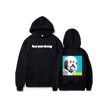 Tarzsokak Siyah Unisex Hip Hop Streetwear Dört Yıl Güçlü Rahat Lar Kapüşonlu Köpe