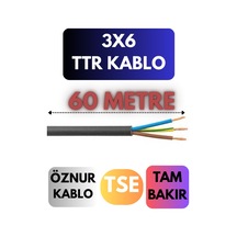 Öznur 3x6 Ttr Kablo Metre Seçenekli Siyah - 60 Metre